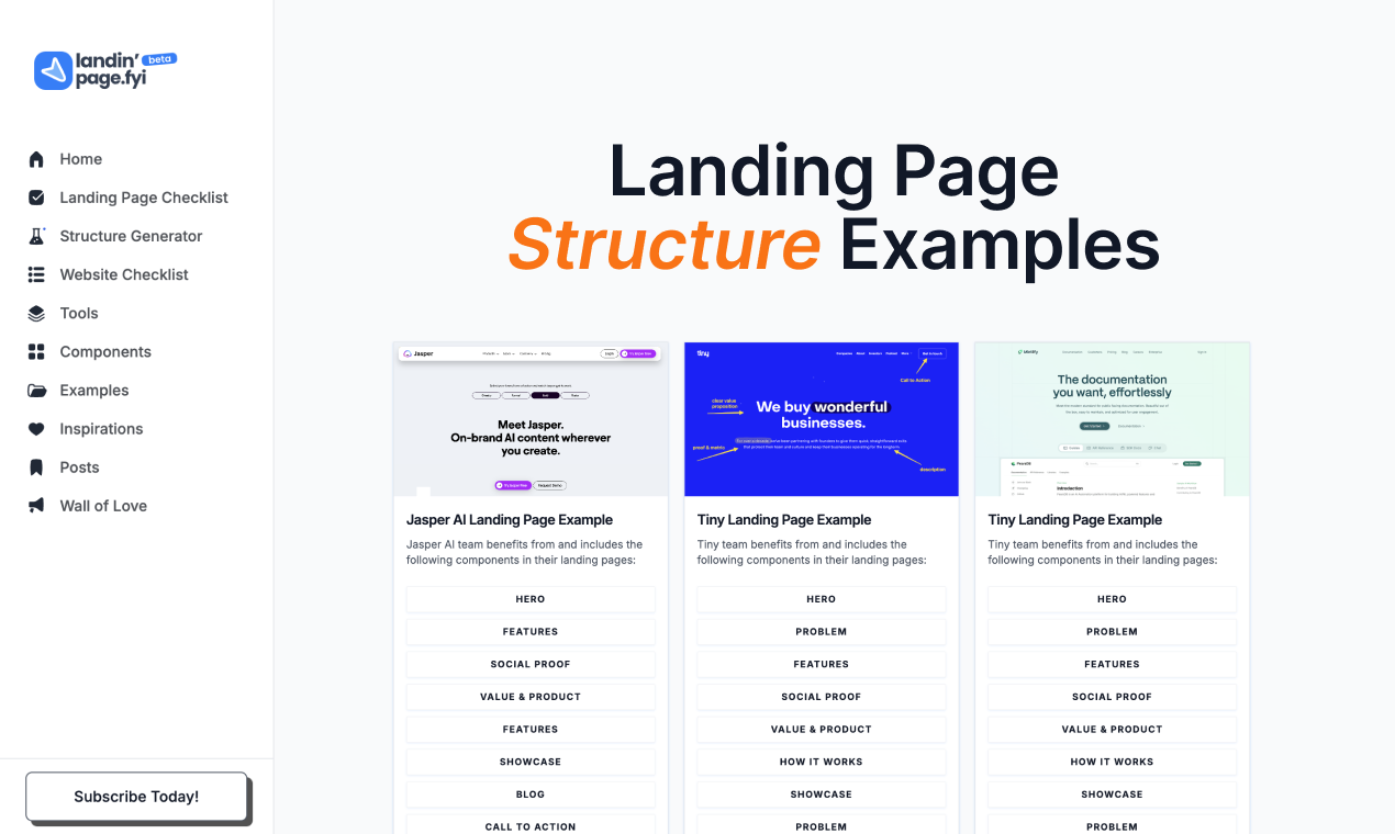 Landing Page Structure Generator